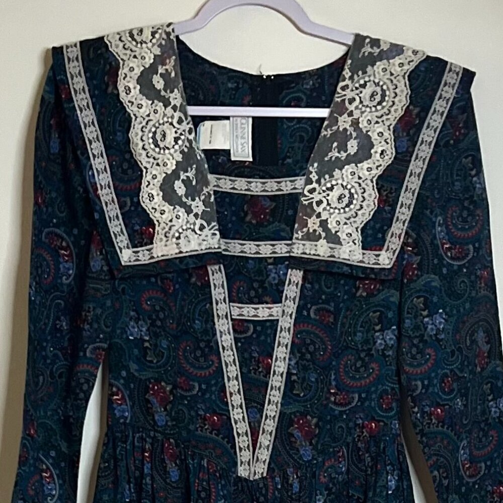 Vintage GUNNE SAX JESSICA MCCLINTOCK Prairie Ditsy Floral Paisley Dress Size 9